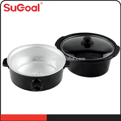 SuGoal 3.5-Quart Slow Cooker in Stainless Steel, Purple Clay