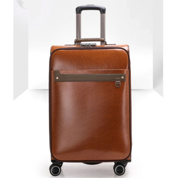 Brown universal wheel PU luggage office set