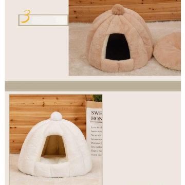 Pet nest with rabbit velvet semi-enclosed