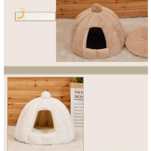 Round semi-enclosed pet nest for autumn and winter