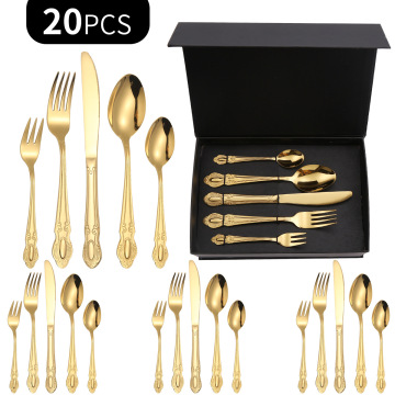 High Quality Stainless Steel 24pc Gold Silverware Set - Elegant Nordic Wedding Flatware Box