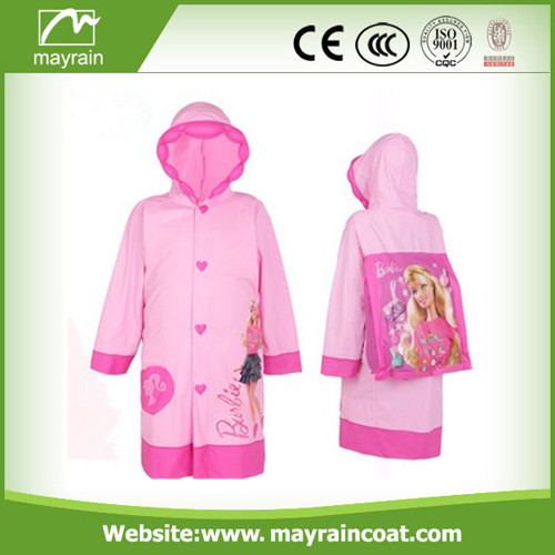 Pink PVC Raincoat With Printing