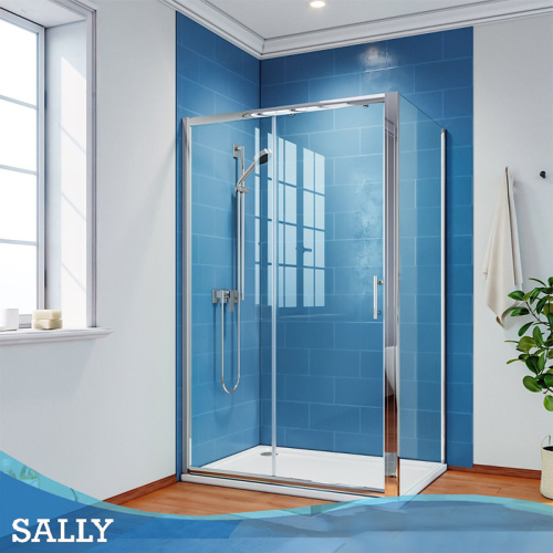 Enclos de douche coulissante chromée en verre Sally 6 mm