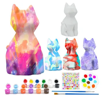 DIY Geometric Cat Art Craft Painting Kit: Paint Your Own Cat Lamp