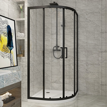 Double Sliding Safety Glass Shower Cabin with Tray