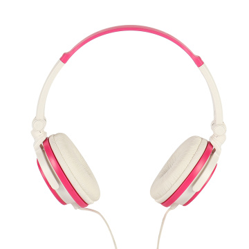 Foldable Pink Wired Headphones Headset Beautiful Earphone