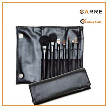 pro leather 7 Piece Face and Eye Essentials Makeup Brush Set bag