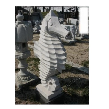 Hand-Carved Marble Seahorse Fountain Statue for Gardens
