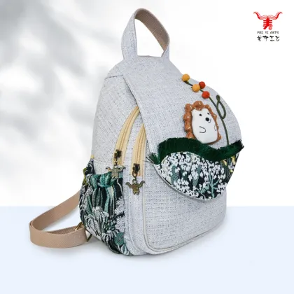 Meiyi Cute Hedgehog Patchwork Flip-top Backpack