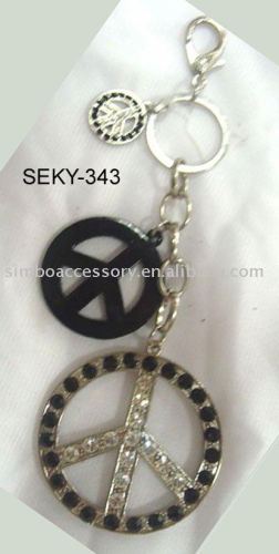 fashion metal peace pendant promotional gifts keychain keyring