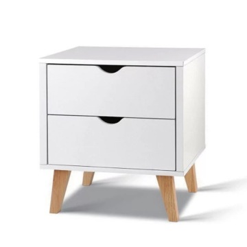 Mesa de noche moderna de acabado mate blanco para muebles de dormitorio