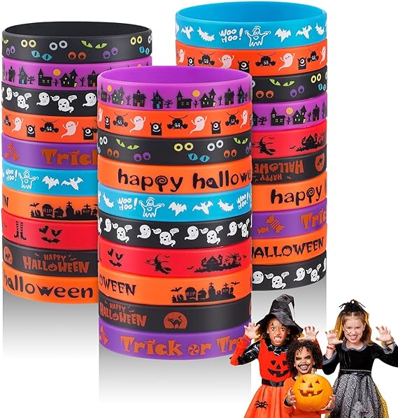 Halloween 30pcs Rubber Bracelets Kids Silicone Wristbands