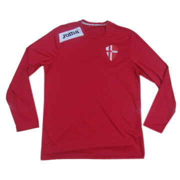 Soccer jersey, interlock 100% polyester 140gsm wicking/emb patch on front/rubber-printed on shoulder