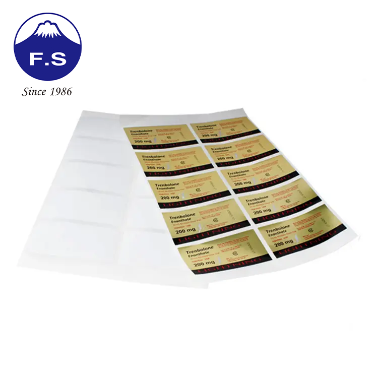 Gold Paper Printing Rectangular Holographic Sticker