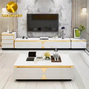 Turkish Table White Luxury Wall Unit Gold Modern Design TV Cabinet - Hot Sale Living Room Furniture