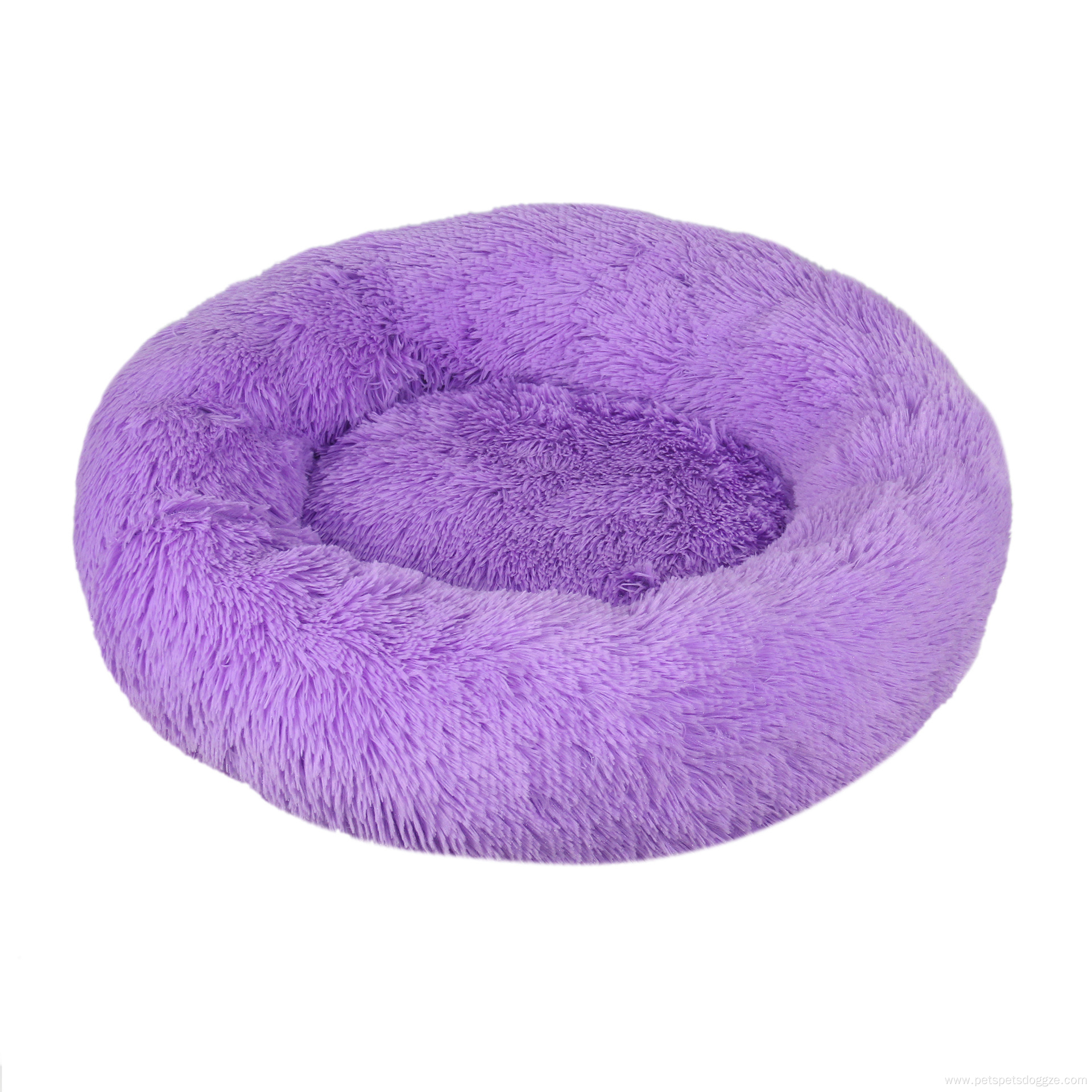 eco-friendly long plush round washable dog beds