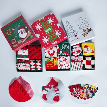 Calcetines de santa navideña al por mayor en cajas de regalo: calcetines de invierno para mujeres e para hombres
