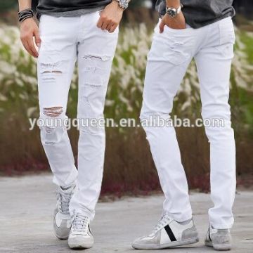 PJ13 men's fashion black and white skinny jeans Slim pencil pants