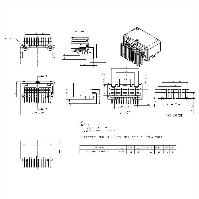 AUTO-24SN-AA-X P2.2X3 24P Automotive Right Angle Male Connector