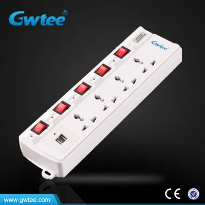 3 way 100% copper vertical usb power electric socket