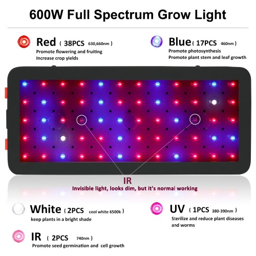 Full Spectrum Đèn Led Grow tốt nhất 600W