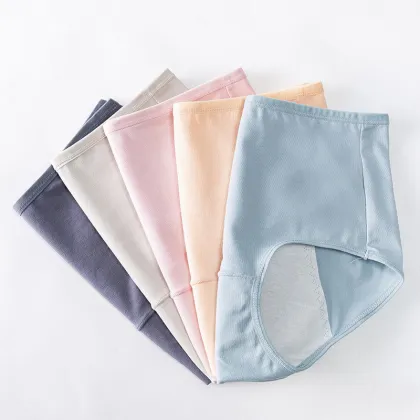 Cotton Menstrual Physiological Underwear Women's Leak-Proof Aunt Pants Breathable High Waist
