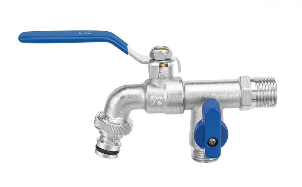 Bibcock For Water Washing Basin Best Price Control Valve Faucet Brass Tap Chrome Double Bibcock Brass Wall Mounted
