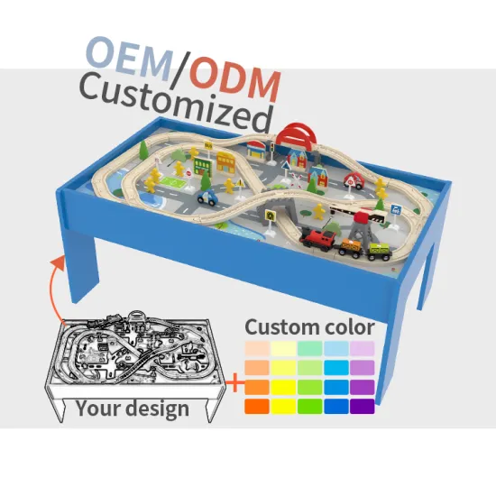 Customizable Educational Wood Toy Train Set and Table for Kids