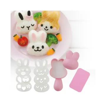 Newest Plastic bento onigiri rabbit japanese sushi Rice Mold with seaweed nori cutter
