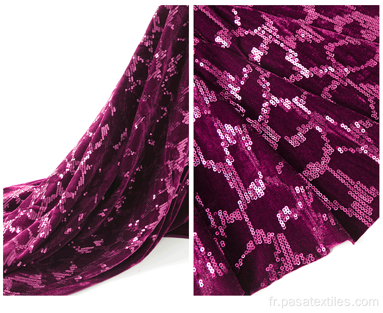 Fashion multicolore brillant de 3 mm 100% polyester tissu or noir tissu sequin velours en velours