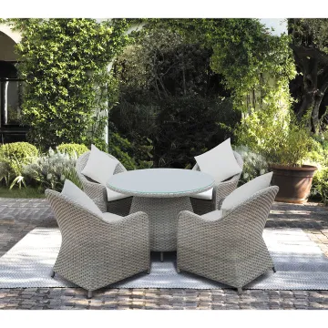 Commercial PE Rattan Table and Aluminum Wicker Dining Chairs for Outdoor Dining Furniture