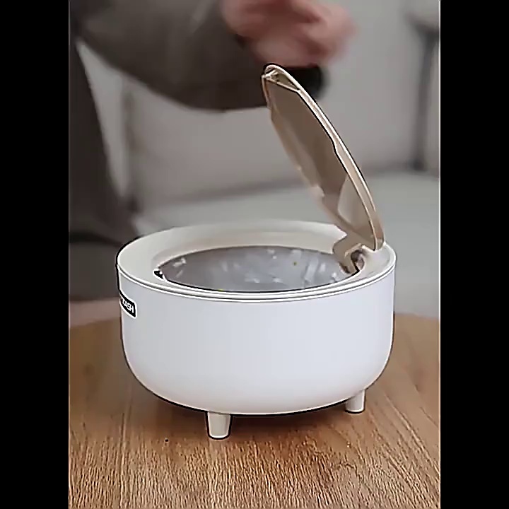 Small Covered Desktop Waste Bin for Kitchen and Living Room