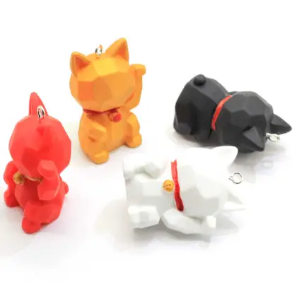 New Kawaii 23*30*42MM Resin Cartoon Fortune Cat Charms Bulk 100Pcs Cartoon Animal Fortune Cat Pendants Jewelry
