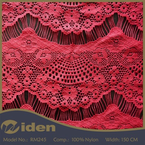 150CM 100% Nylon Quality Red Jacquard Eyelash Lace and Lace Fabric