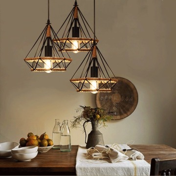 Retro Industrial Hemp Rope Chandelier for Bars and Restaurants