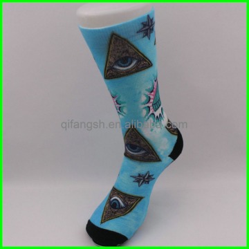 360 degree custom cotton seamless print socks
