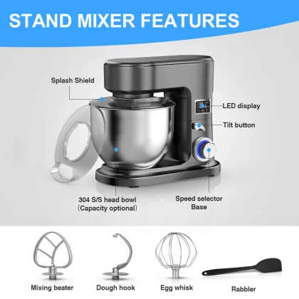 Home Kitchen OEM 7L 8L Stainless Steel Mixing Bowl Stand Food Supplier Artisan Mixer