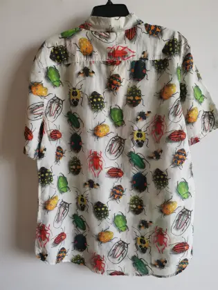 Men Casual Silk Cotton Short Sleeve Shirt