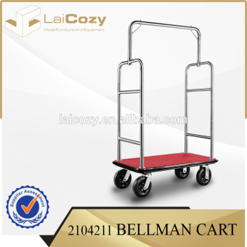 Hot Sale 304# Stainless Steel Used Hotel Luggage Cart Bellman Trolley In Zhuhai