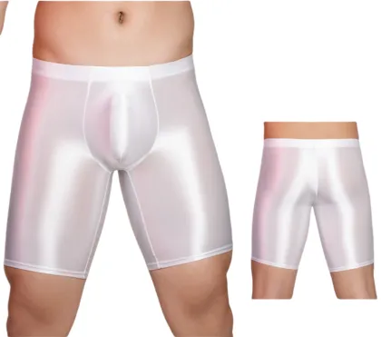 Shiny Men's Oil Glossy Shorts - Transparent Silk Underwear for Men