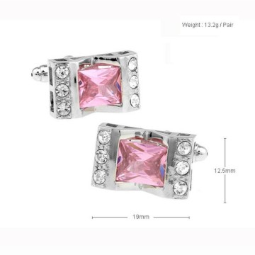 2016 New Arrival Fashion High End Jewelry Wedding Cufflinks With Pink Ziron