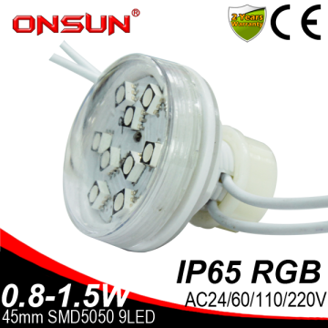 Manufacture 45mm SMD5050 waterproof 9 led lamp e14 bulb china cabochons turbo cover programmable RGB amusement park led light