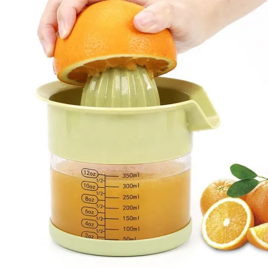 Manual Hand Citrus Juicer with Built-in Measuring Cup for Lemons, Oranges, and Limes