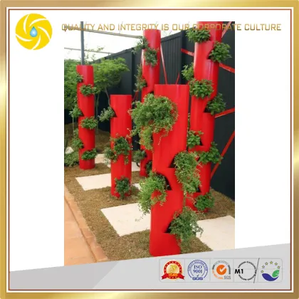 home garden cylinder iron flower planter box steel flower pots for decorations