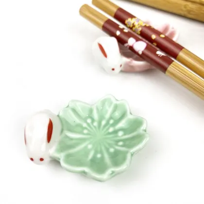 Ceramic Colorful Rabbit Chopsticks Holder
