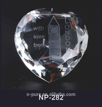 Logo engraved heart shape crystal diamond for souvenir