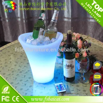 top quality custom logo full printed rechargeable led plastic promotional ice bucket cube low price