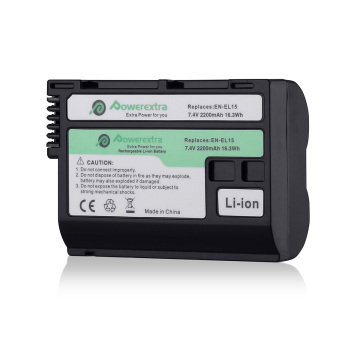 POWEREXTRA 2200MAH 7.4V EN-EL15 Batterie rechargeable pour Nikon D850 D810 D800 D750 D7500 D7200 D7100