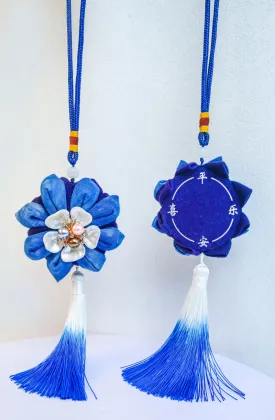 Mei Yi Arts "Ping An Xi Le" Lotus Tassel Hanging Pendant