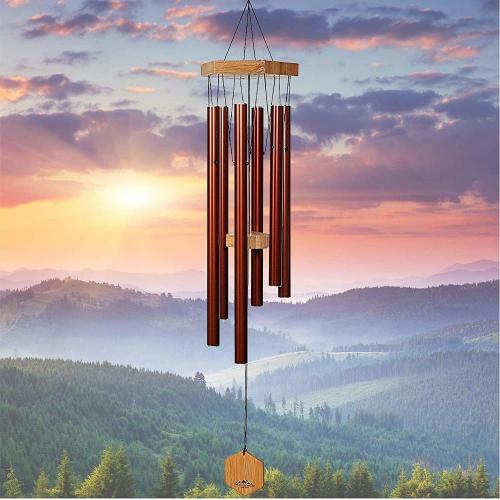 Bamboo and Copper Red Aluminum Chime Soothing Melodic Tones Wind Chimes Supplier